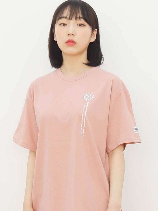 Symbol Lettering Printing Overfit Short Sleeve T-Shirt Pink - CODE I'M - BALAAN 2