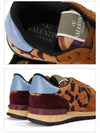 Leopard Rock Stud Low Top Sneakers Brown - VALENTINO - BALAAN.