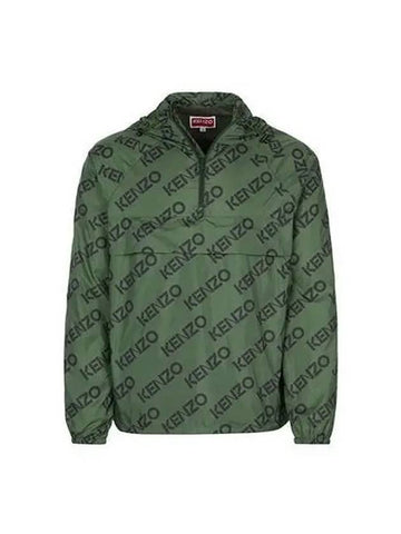 Anorak logo pattern nylon hood khaki - KENZO - BALAAN 1