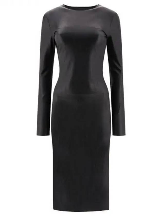 Logo Faux Leather Midi Dress Black - MAISON MARGIELA - BALAAN 2