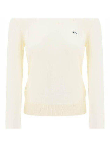 Embroidered Logo Knit Top Ecru - A.P.C. - BALAAN 1