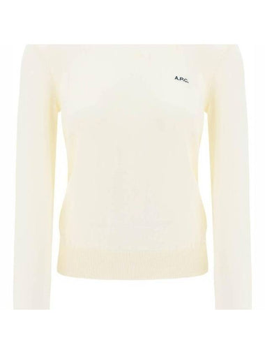 Embroidered Logo Knit Top Ecru - A.P.C. - BALAAN 1