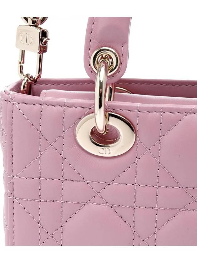 Lady D Joy Cannage Lambskin Micro Tote Bag Antique Pink - DIOR - BALAAN 5