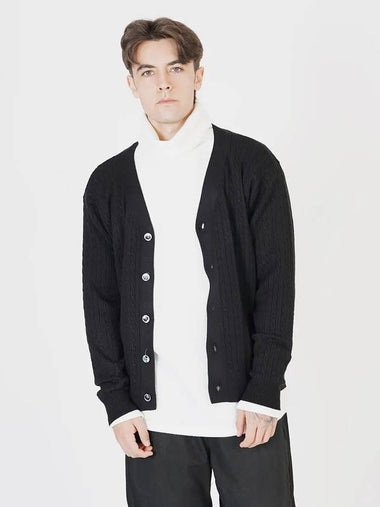 Silket Cable Y Neck Cardigan Black - CHANCE'S NOI - BALAAN 1