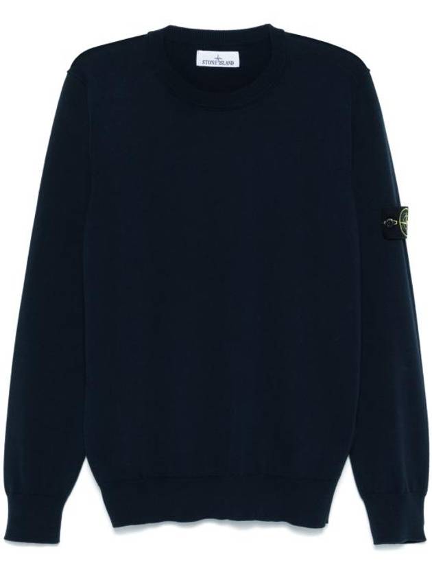 5100053 Soft Organic Cotton Small Roll Detail Crew Neck Knit Top Navy - STONE ISLAND - BALAAN 2