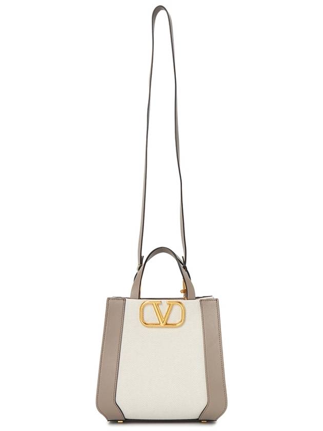 V Logo Signature Leather Tote Bag Grey - VALENTINO - BALAAN 8