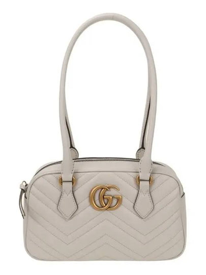 GG Marmont Leather Small Top Handle Shoulder Bag Light Grey - GUCCI - BALAAN 2