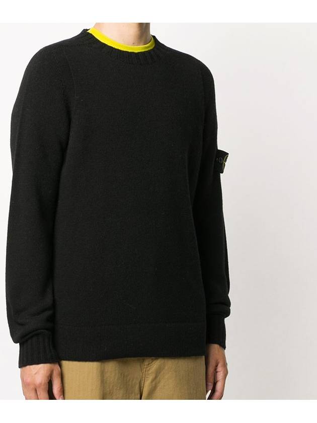 Lambswool Crewneck Knit Top Black - STONE ISLAND - BALAAN 5