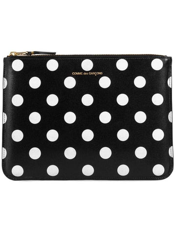 Polka Dot Logo Pouch Bag Black - COMME DES GARCONS WALLET - BALAAN 1