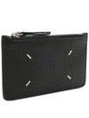 Pebble Leather Stitch Logo Zipper Card Wallet Black - MAISON MARGIELA - BALAAN 4