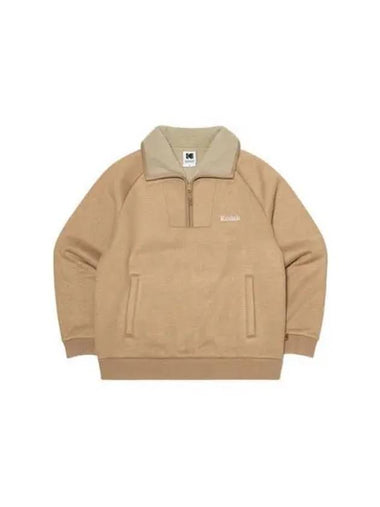 KODAK Apparel Brownie Semi over fit light warm brushed half zip up sweatshirt BEIGE - KODO - BALAAN 1