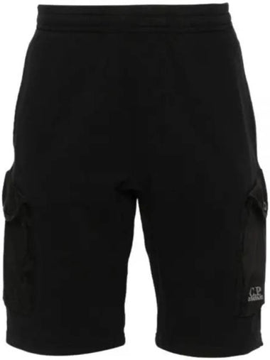 Cotton Fleece Mixed Cargo Shorts Black - CP COMPANY - BALAAN 1