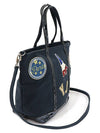 VIBA7102 Navy Cotton Applique Patch Sequin Small Cabas Bag Tote 2WAY - VANESSA BRUNO - BALAAN 2