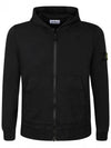 Kids Garment Dyed Heavy Weight Zip Up Hoodie Black - STONE ISLAND - BALAAN 3