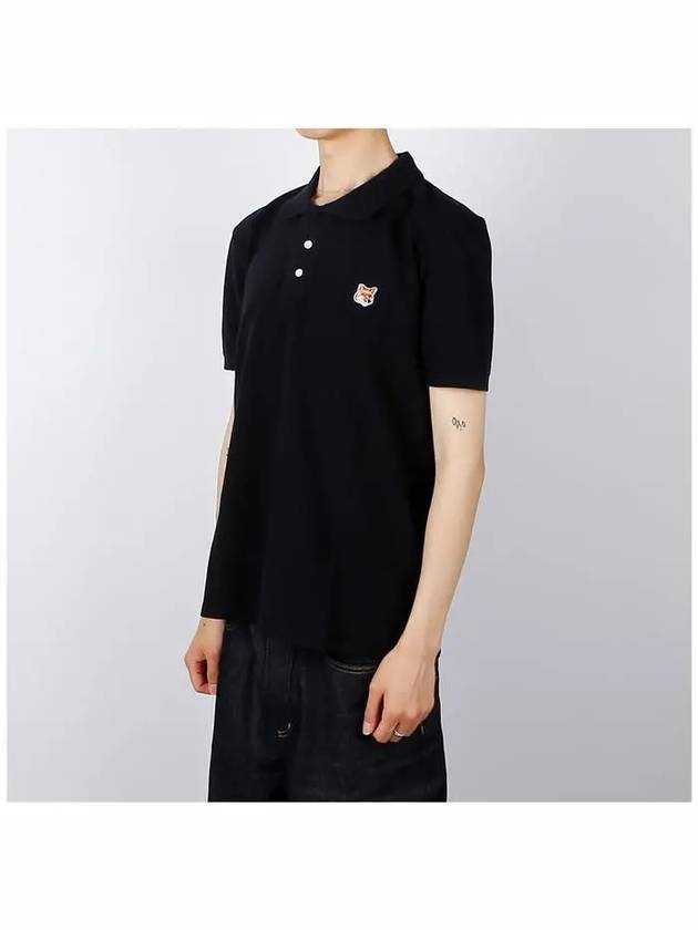 Fox Head Patch Cotton Polo Shirt Black - MAISON KITSUNE - BALAAN 3