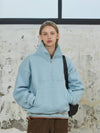 Minnie wearing ANC HALF ZIP FLEECE SWEATSHIRT BLUE - ANOETIC - BALAAN 7