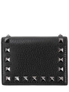 Rockstud Small Leather Half Wallet Black - VALENTINO - BALAAN 2