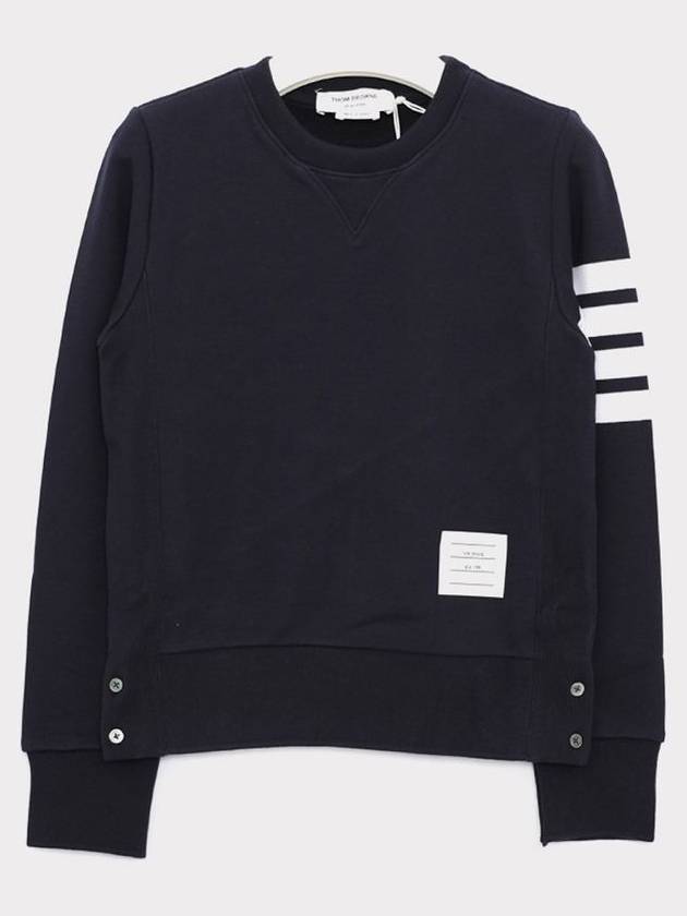 Engineered 4 Bar Stripe Loopback Jersey Knit Crewneck Sweatshirt Navy - THOM BROWNE - BALAAN 3