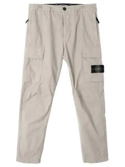 Stretch Cotton Gabardine Garment Dyed Cargo Straight Pants Beige - STONE ISLAND - BALAAN 2