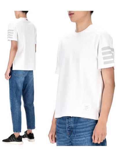 4-Bar Striped Cotton Short Sleeve T-Shirt White - THOM BROWNE - BALAAN 2