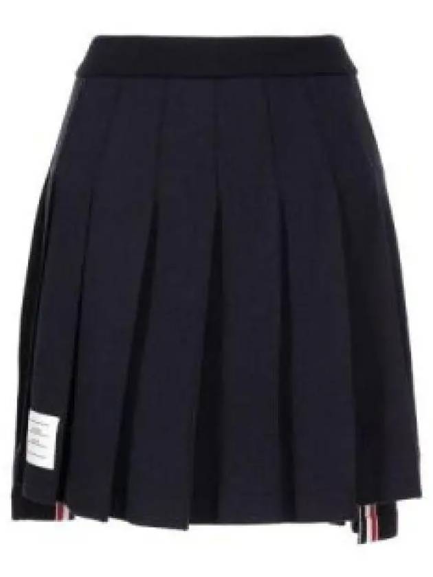 Women's Loopback Cotton Mini Pleated Skirt Navy - THOM BROWNE - BALAAN 2