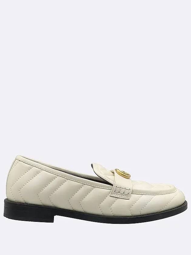 670399 White Leather Chevron Matelasse Double G Women s Loafers 36 230MM - GUCCI - BALAAN 3