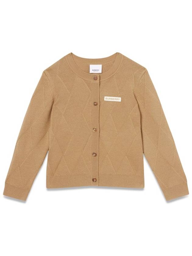 Kids Logo Patch Crew Neck Cardigan Beige - BURBERRY - BALAAN 1