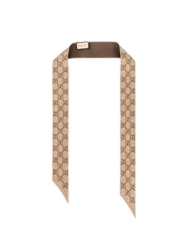 Silk Print Scarf Brown Beige - GUCCI - BALAAN 1