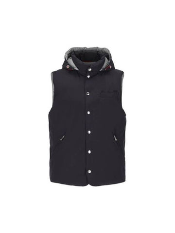 Hooded Padded Vest Navy - BRUNELLO CUCINELLI - BALAAN 1