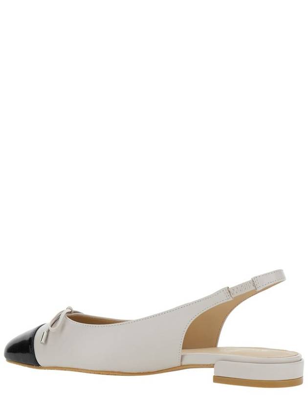 Beige Slingback Ballet Shoes With Cap Toe And Bow Detail In Leather Woman - STUART WEITZMAN - BALAAN 3