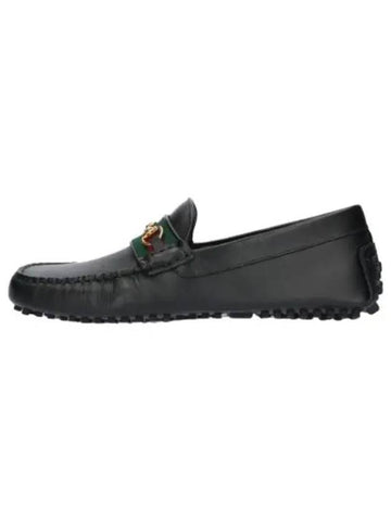 Horsebit Web Driving Loafers Black Shoes - GUCCI - BALAAN 1