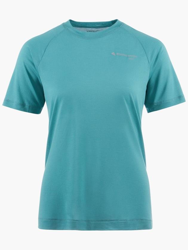 Women's Groa Logo Technical Short Sleeve T-Shirt Teal Blue - KLATTERMUSEN - BALAAN 2