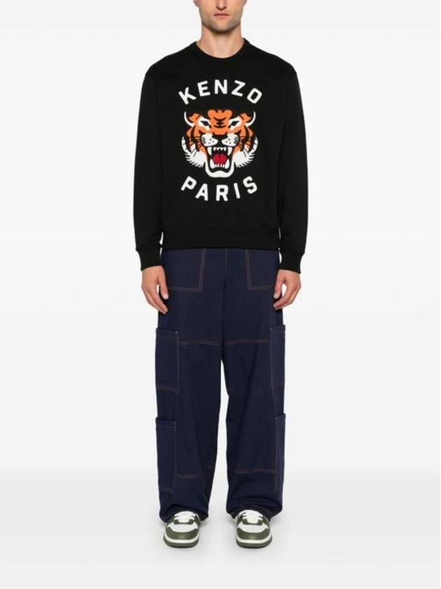 Lucky Tiger Embroidered Sweatshirt Black - KENZO - BALAAN 5