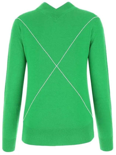 V Neck Wool Knit Top Parakeet - BOTTEGA VENETA - BALAAN 1