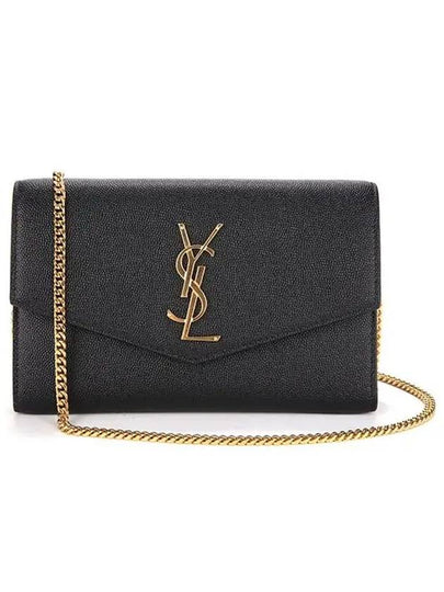 Monogram Uptown Chain Embossed Leather Long Wallet Black - SAINT LAURENT - BALAAN 2