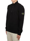 Wappen Patch Half Button Lambswool Knit Top Black - STONE ISLAND - BALAAN 3