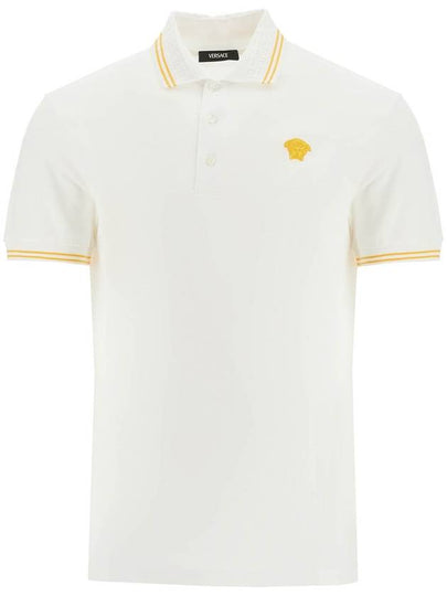 Medusa Head Embroidery Cotton Polo Shirt White - VERSACE - BALAAN 2