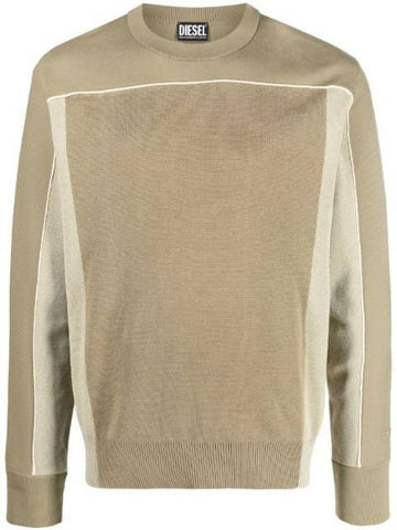 Logo Embroidery Crew Neck Knit Top Brown - DIESEL - BALAAN 1