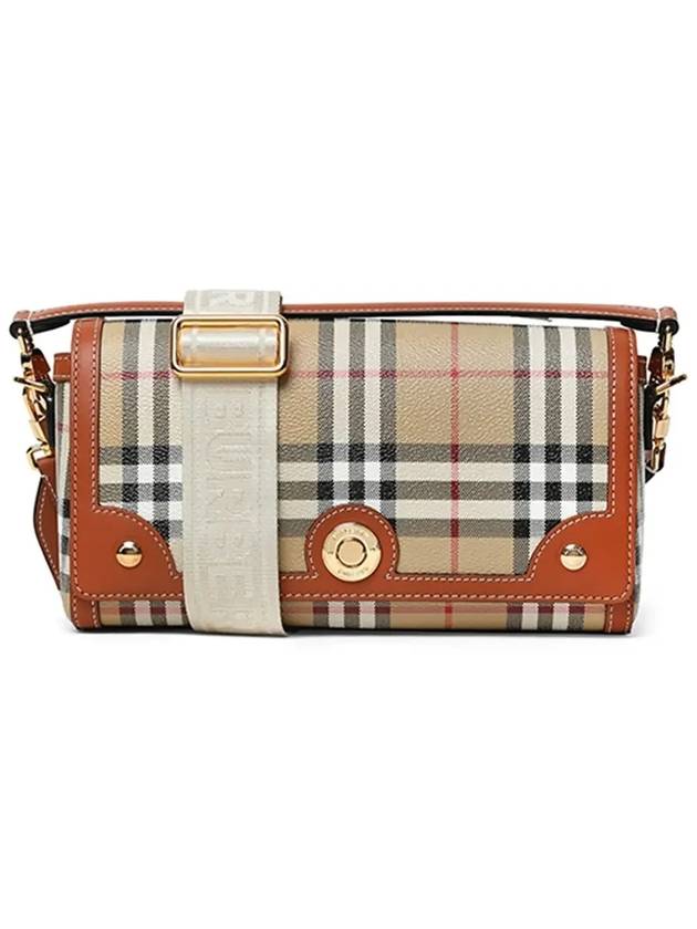 Women's Check Leather Top Handle Shoulder Bag Beige - BURBERRY - BALAAN 5