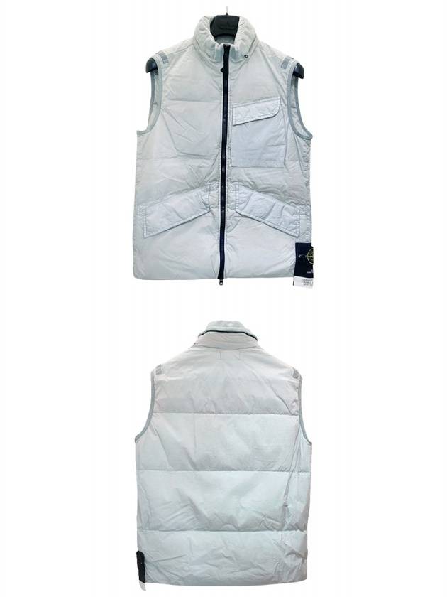 Garment Dyed Crinkle Reps Nylon Down Vest Light Grey - STONE ISLAND - BALAAN 5