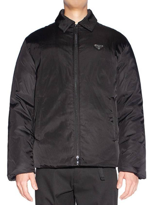 Re-Nylon Cropped Down Jacket Black - PRADA - BALAAN 1