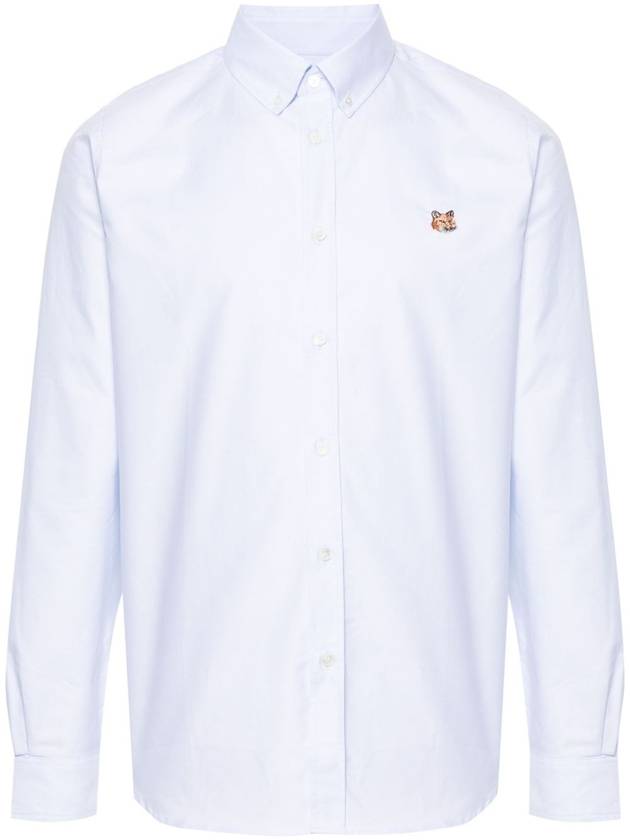 Fox Head Embroidery Long Sleeve Shirt Blue - MAISON KITSUNE - BALAAN 3