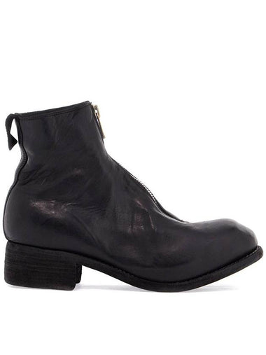 unisex leather boots in black horse and calfskin with metal zip - GUIDI - BALAAN 1