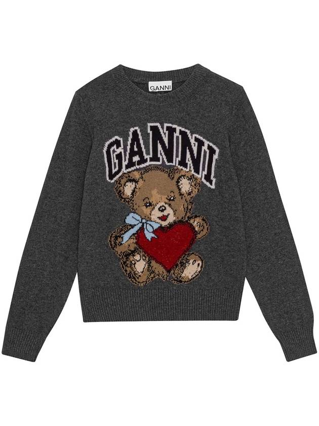 Graphic Bear Knit Top Grey - GANNI - BALAAN 2