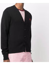 Heart Logo Merino Wool Cardigan Black - AMI - BALAAN 4