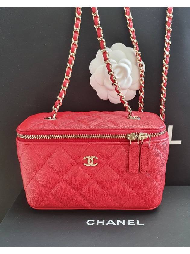 Caviar Vanity Bag Rectangular Chain Cosmetic Case Red Cross AP1341 Mini - CHANEL - BALAAN 2