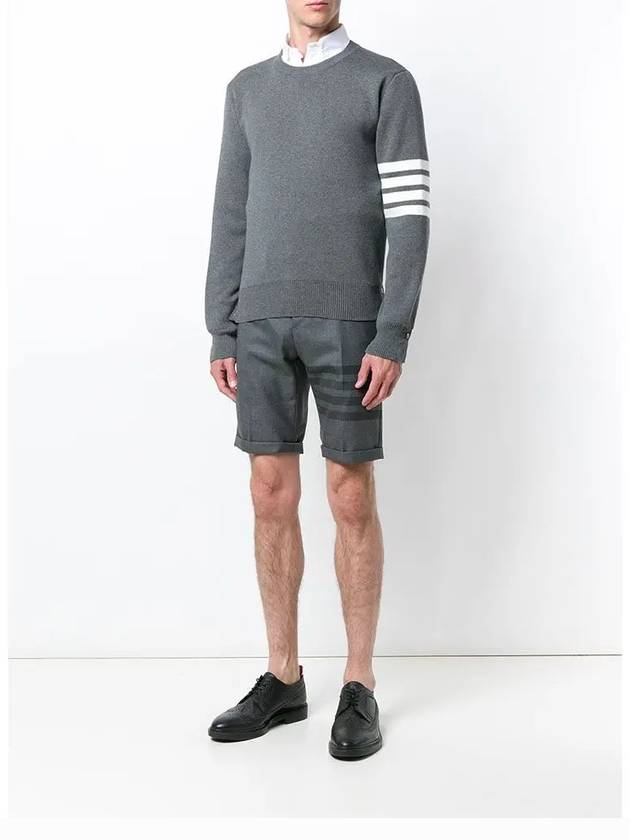 4 Bar Armband Milano Stitch Knit Top Mid Grey - THOM BROWNE - BALAAN 4