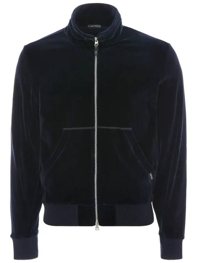 High Neck Zipper Bomber Velor Track Jacket Navy - TOM FORD - BALAAN 2