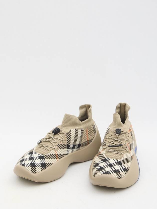 Neptune Check Knit Low Top Sneakers Sand - BURBERRY - BALAAN 6