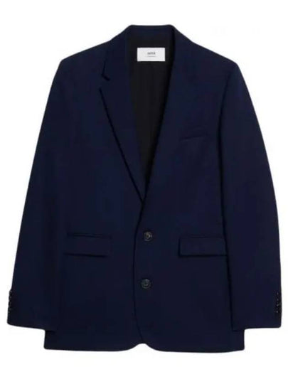 Breasted Wool Blazer Jacket Nautic Blue - AMI - BALAAN 2